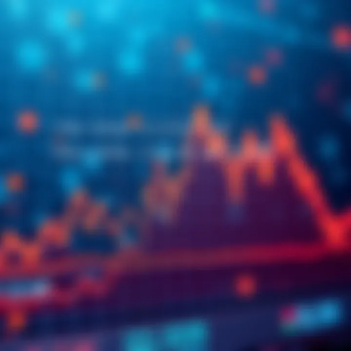 A graph showing Bitcoin price trends with rising and falling lines over time, representing market fluctuations.