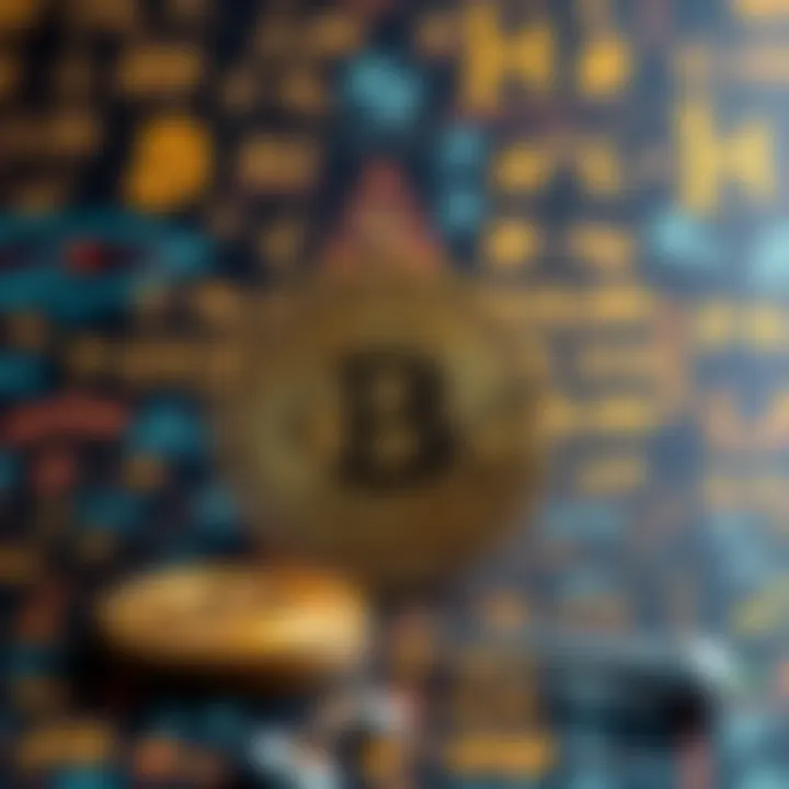 A visual representation of Bitcoin with mathematical symbols and formulas in the background, indicating the relationship between digital currency and math principles.