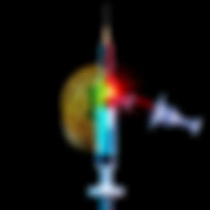 A split image showing a Bitcoin symbol on one side and a vaccine syringe on the other, highlighting the connection between Bitcoin maximalists and anti-vaxxers.