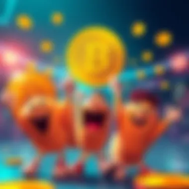 A funny Bitcoin meme featuring cheerful characters celebrating as Bitcoin approaches $200,000.