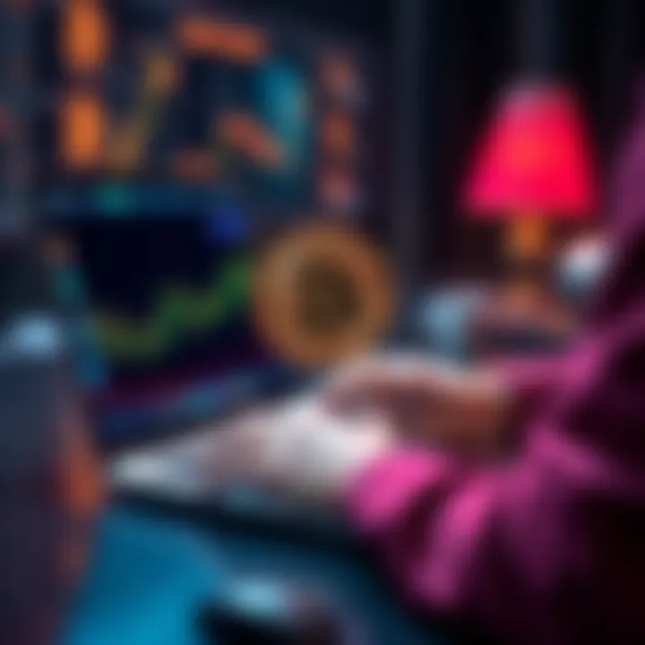 A person using a laptop to swap Bitcoin for Memecoins on a decentralized exchange.