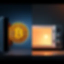 A side-by-side comparison of a Bitcoin symbol and a microwave oven, illustrating the adoption gap between Bitcoin and microwave technology.
