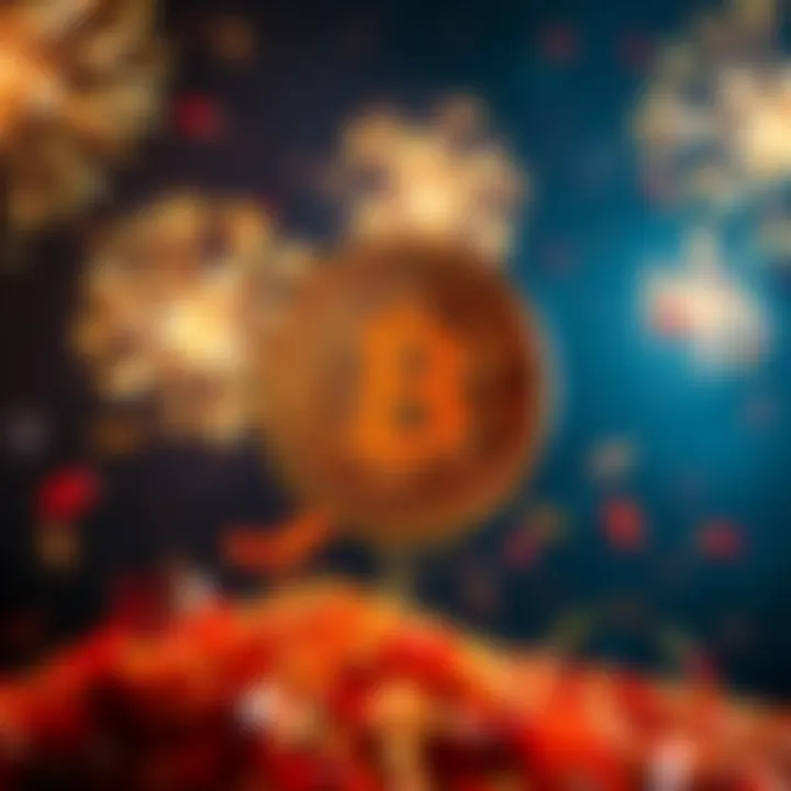 A graphic showing a Bitcoin symbol with confetti and fireworks to celebrate the milestone of surpassing one million.
