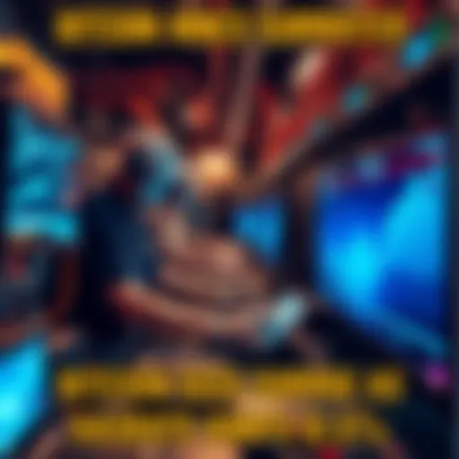 Bitcoin miners at work Bitcoin miners operating machines with graphs showing increased hashrate