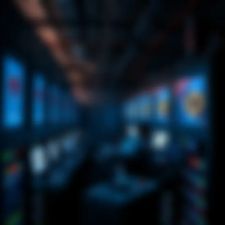 Bitcoin miners at work A group of bitcoin miners operating high-performance computers in a dimly lit room filled with machines producing cryptocurrency.