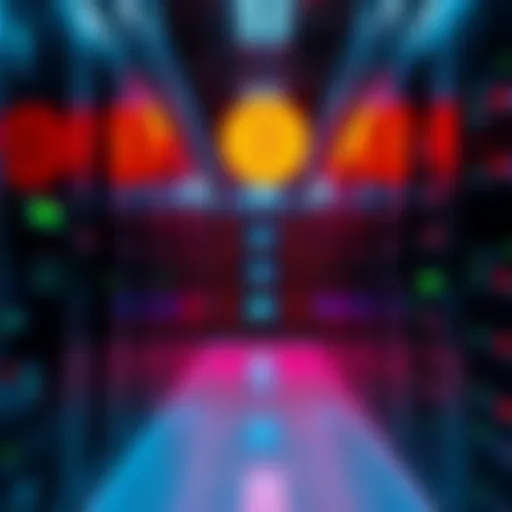 Bitcoin mining in a data center A data center filled with servers used for Bitcoin mining, showcasing advanced technology and cooling systems.