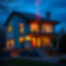 A modern house using heat from Bitcoin mining for warmth, showcasing energy efficiency and sustainability.