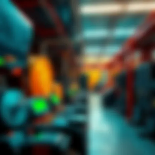 A digital representation of Bitcoin mining operations in Iran, showing miners and equipment in a warehouse setting.