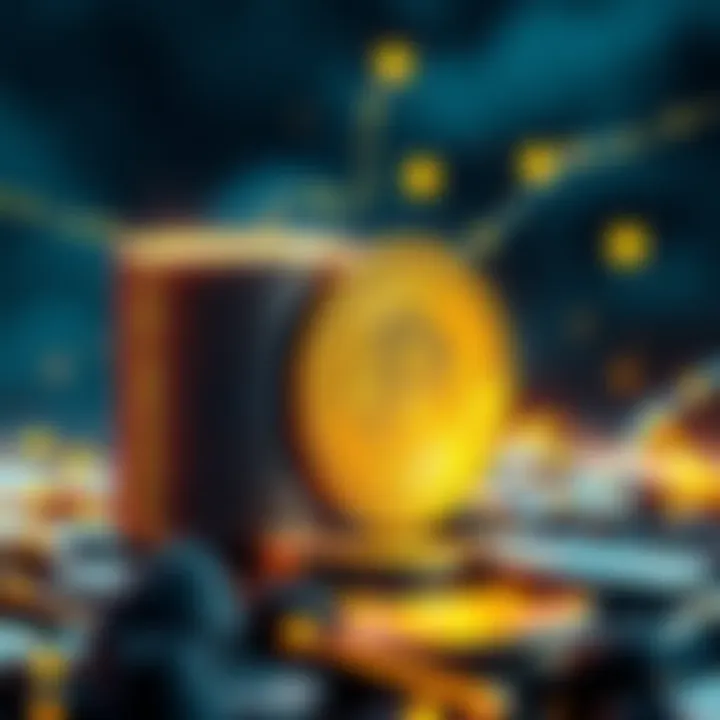 A visual representation of 20 million bitcoins mined, showing a digital coin stack with one coin highlighted, symbolizing the remaining coins.