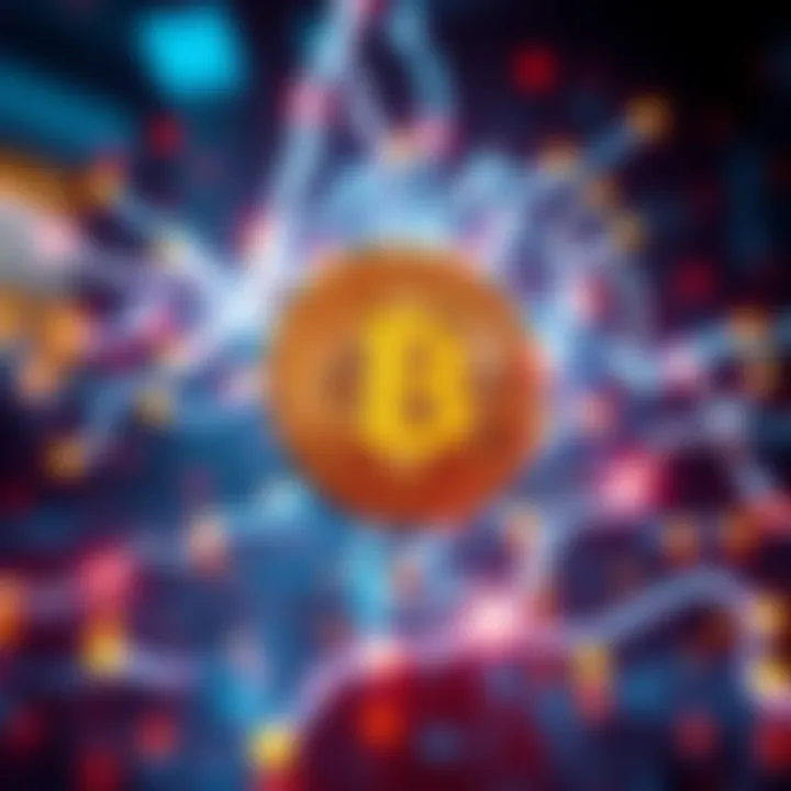 A digital representation of Bitcoin symbolizing it as a trustless currency made from electricity and math.