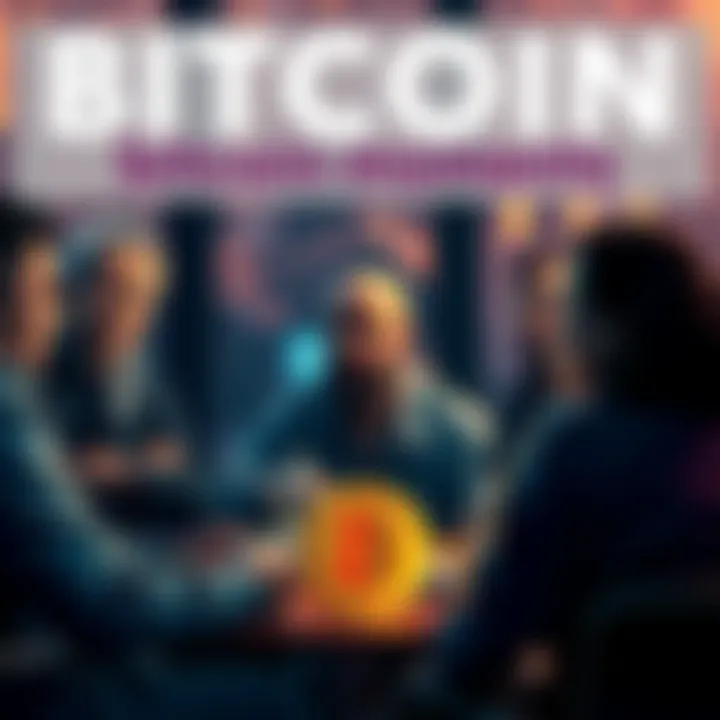 A group of people sharing their defining moments with Bitcoin in a discussion setting, showcasing different expressions and emotions of realization.