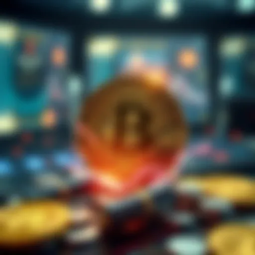 A digital Bitcoin symbol represents the shift in online money transfers compared to traditional payment systems like PayPal.