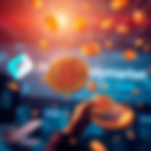 An illustration of Bitcoin coins being transferred, symbolizing Satoshi's movement in 2025, with Polymarket branding in the background.