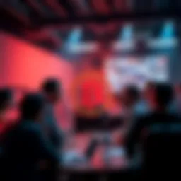 A group of people engaged in a lively discussion about Bitcoin, debating the myths surrounding it.