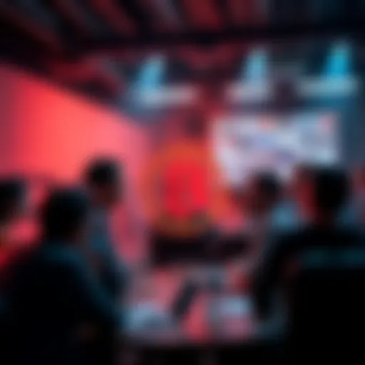 A group of people engaged in a lively discussion about Bitcoin, debating the myths surrounding it.