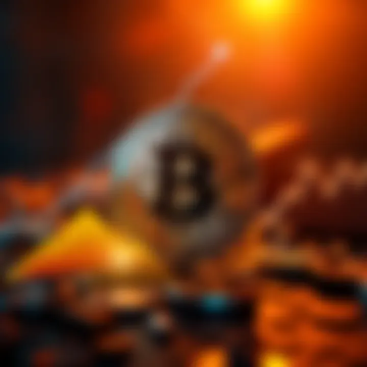 Bitcoin symbol with an upward graph illustrating its rise toward $80,000