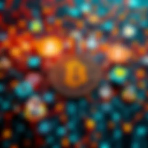 A visual representation of various applications of the Bitcoin network, featuring technology icons and interconnected systems.