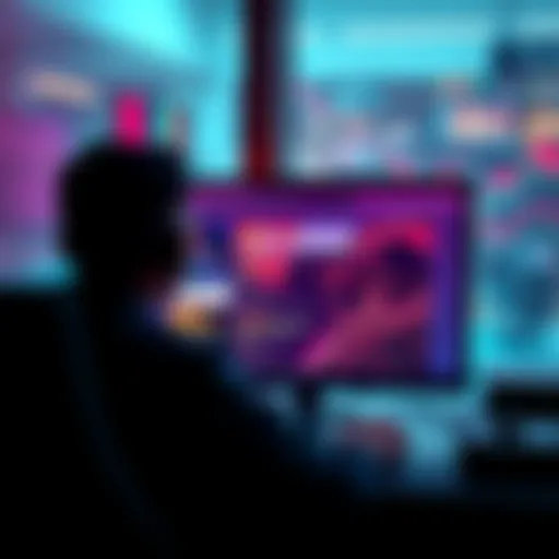 A person looking at a computer screen displaying Bitcoin news articles and recommendations