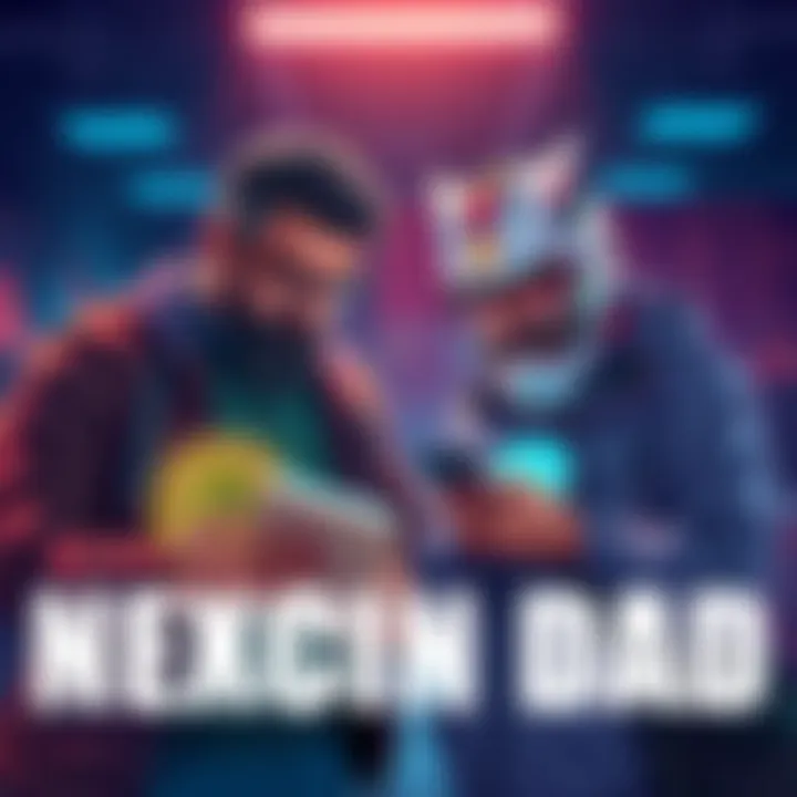 Bitcoin Dad and Nexa Dad Two dads in the cryptocurrency world, one studying charts and the other checking a clock.
