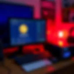 A personal computer set up to run a Bitcoin node with Umbrell server interface displayed