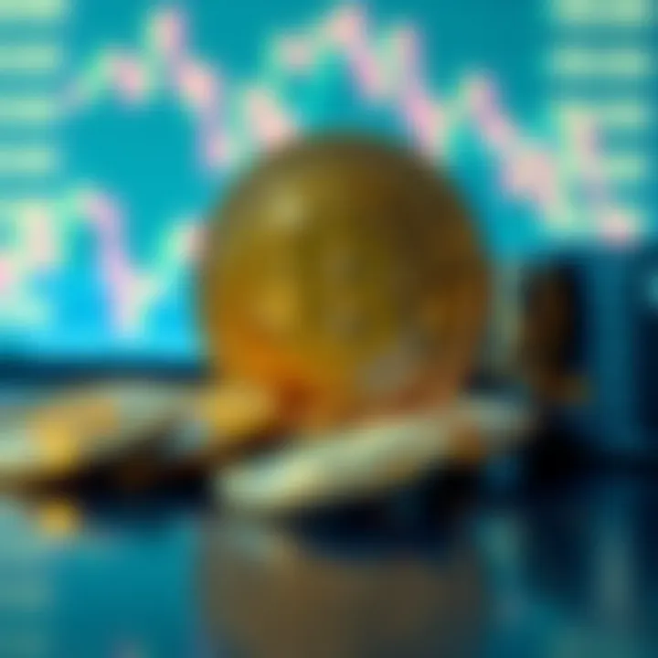 Visual of Bitcoin coins with a fading exchange chart background, representing limited supply on exchanges.