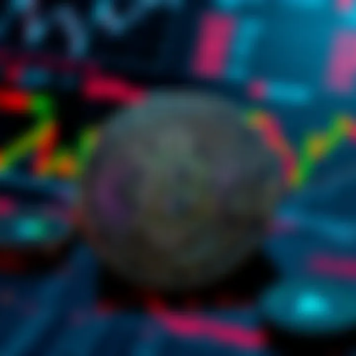 A digital representation of Bitcoin with charts showing market trends and predictions for 2026.