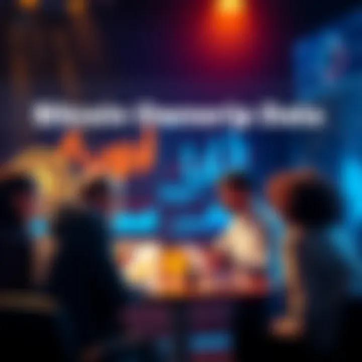 A group of people discussing Bitcoin ownership data with charts and graphs in the background.