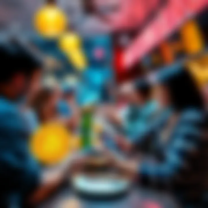 Bitcoin Payment in Restaurant A busy restaurant with customers happily paying their bills using Bitcoin on mobile devices, showing the modern integration of cryptocurrency in dining.