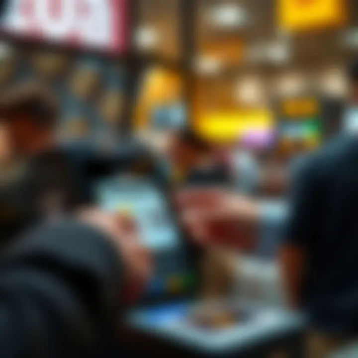 Customer scanning a QR code on a Square terminal while selecting bitcoin as a payment option