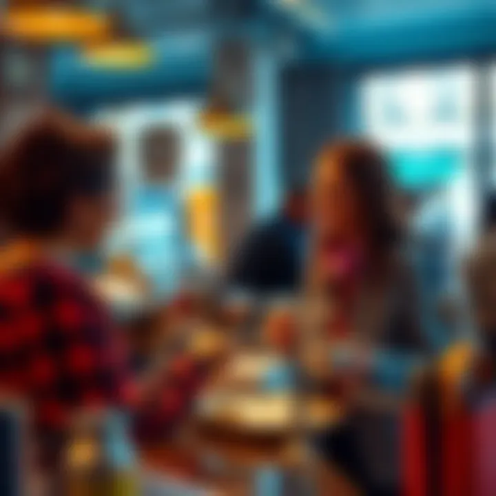 Bitcoin Payments at a Cafe A cafe cashier accepting bitcoin payments on a mobile device while a customer smiles with a coffee in hand