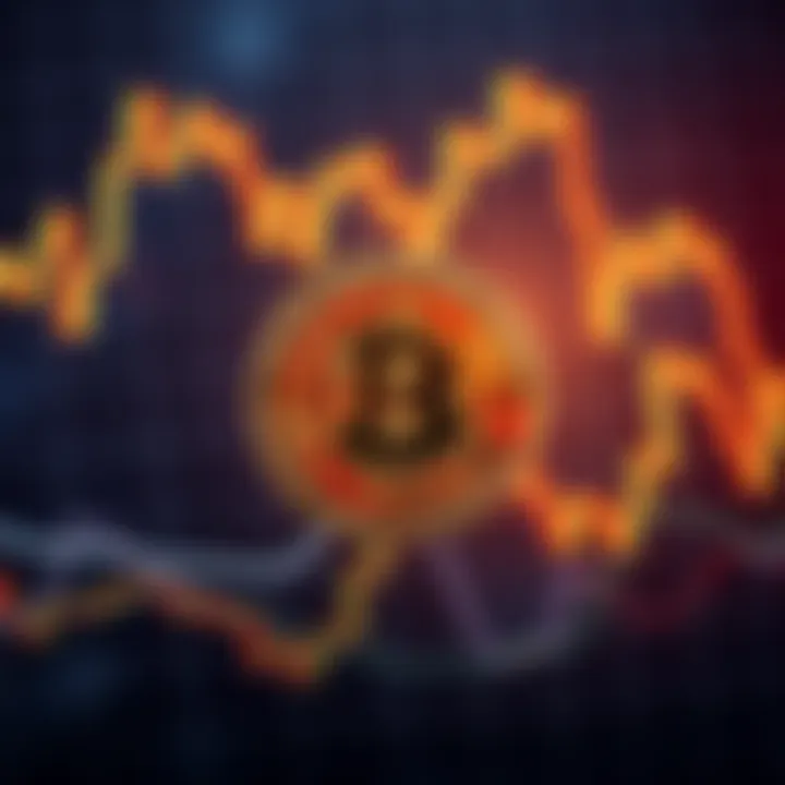 Bitcoin logo with a rising chart background showing its performance against a down market
