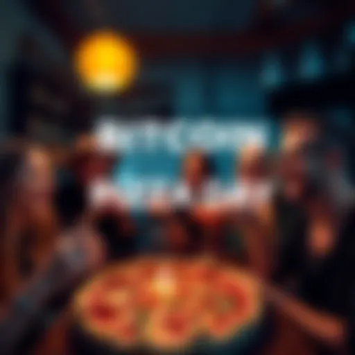 A group of friends enjoying pizza together to celebrate Bitcoin Pizza Day.