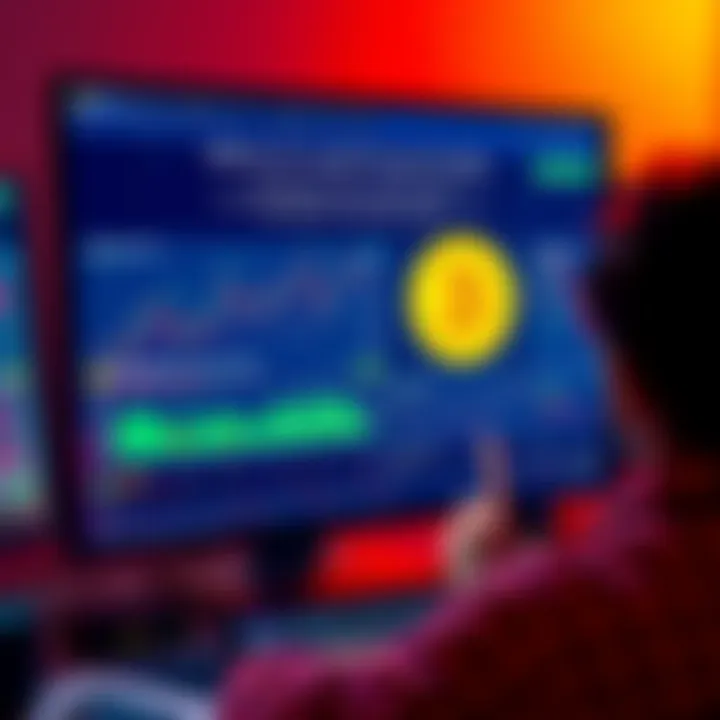 Bitcoin and Ponzi Scheme Debate A person looking at a computer screen displaying Bitcoin charts and news articles about Ponzi schemes.