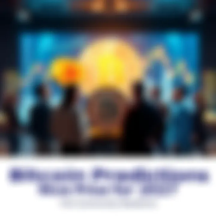 Bitcoin Predictions for 2027 A group of people discussing Bitcoin price forecasts with charts and graphs in the background