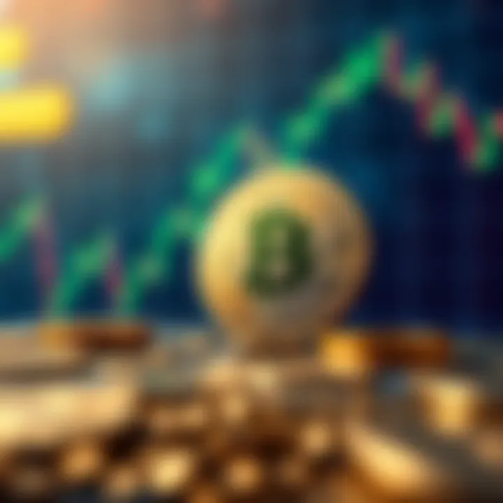 A visual representation of Bitcoin's price at $50,000 with a fluctuating graph in the background, illustrating the uncertainty of its future