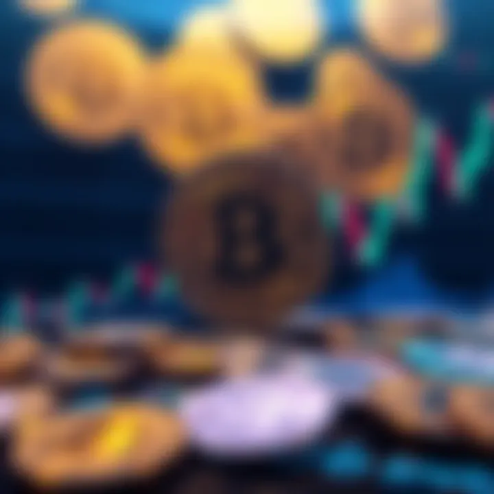 A graphic showing a fluctuating Bitcoin price chart with Tether coins in the background, symbolizing market instability.
