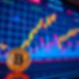 Bitcoin Price Chart A close-up view of a Bitcoin price chart showing a rising trend with a Bitcoin symbol in the foreground.