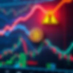 A graph showing a steep rise in Bitcoin prices with a warning sign indicating potential crash ahead.