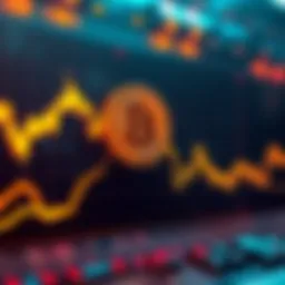 A graph showing Bitcoin's price trends with a downward slope, indicating struggles in value amid rising AI investments.