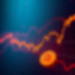 A line graph showing the fluctuating price of Bitcoin, indicating market trends and potential low points.