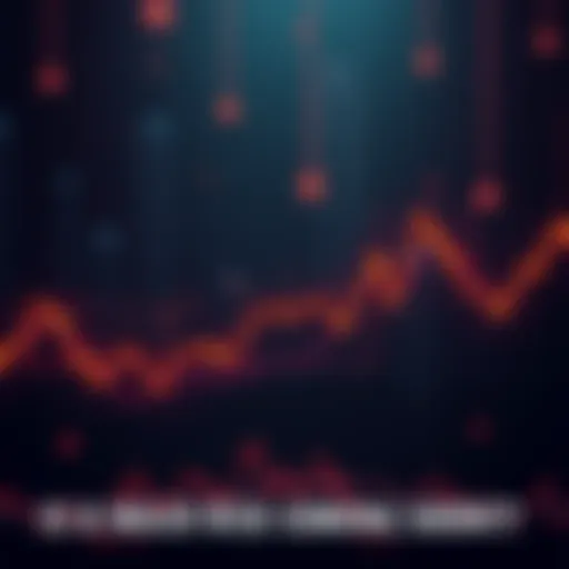 A line graph showing Bitcoin's fluctuating prices over time with peaks and valleys, indicating its cycles of rise and fall.