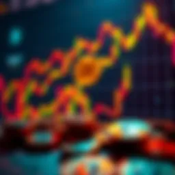 Bitcoin price chart A vibrant Bitcoin price chart showing an upward trend with digital coins in the foreground
