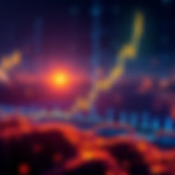 A digital graph showing Bitcoin's price increasing significantly, symbolizing potential investment growth.