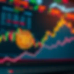 Bitcoin price chart showing upward trend A line graph displaying Bitcoin's price moving upwards towards $83K, with market indicators in the background.