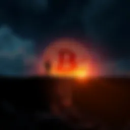 A dramatic graphic showing the Bitcoin symbol sinking below a breaking point with a downward arrow and a worried investor silhouette