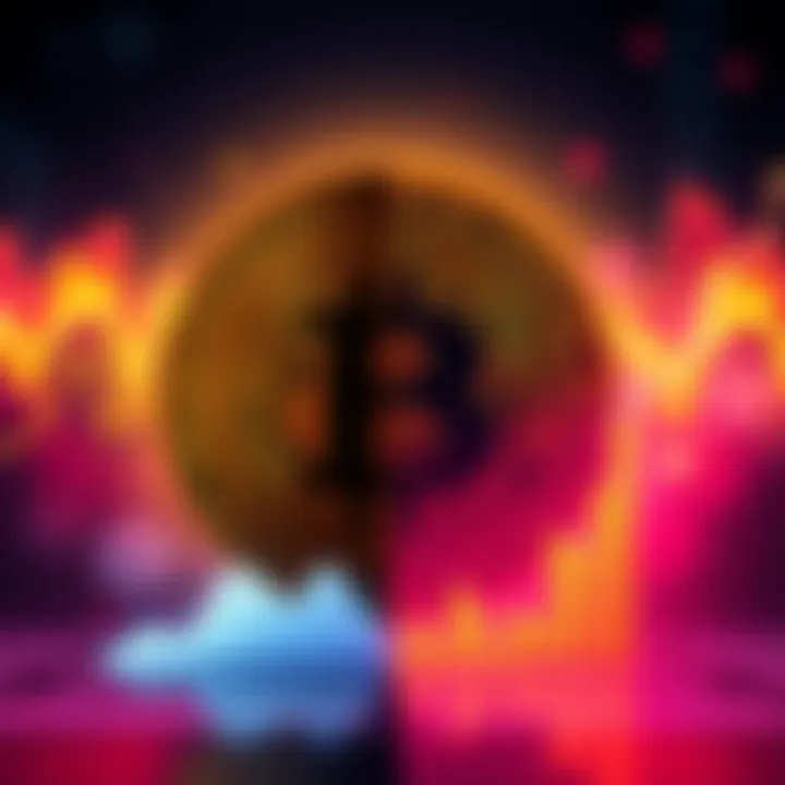 A graphic showing a split opinion on Bitcoin's price, with 65k on one side and 55k on the other, alongside a rising graph indicating potential increase to 120k.