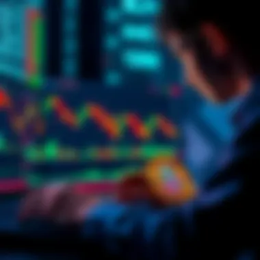 A person looking at Bitcoin price charts on a laptop, contemplating whether to sell or hold their investment during a market downturn.