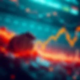 A downward trend chart showing Bitcoin's price dropping, with a bear symbol representing a bearish market