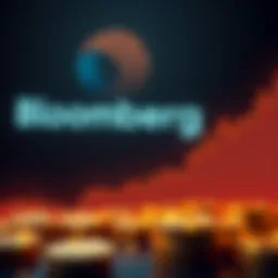 A graph showing Bitcoin's price plummeting, with a line going down sharply. Bloomberg's logo is faded in the background, highlighting its removal from the homepage.