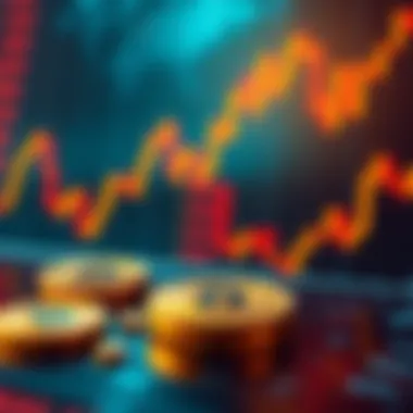 A graphic showing a downward trend on a Bitcoin price chart with a Bitcoin symbol in the foreground.